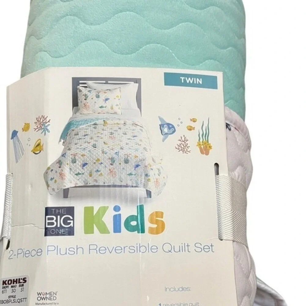 The Big One Kids Ocean Nautical 2 Piece Twin Reversible Comforter Quilt NEW - Picture 4 of 12